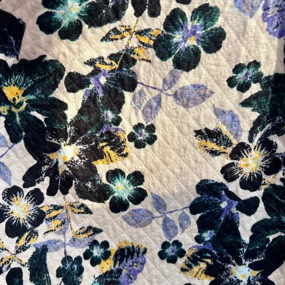 H&M Green & Periwinkle Floral Cream Quilted Skirt - Picture 4 of 4